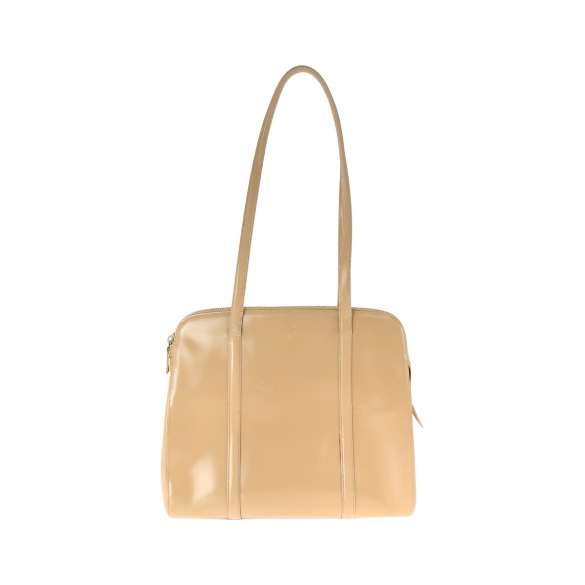PRADA プラダ スパッツォラート スポーツ ベージュ シルバー金具 パテントレザー トートバッグ ショルダーバッグ 1-0294326 【中古】