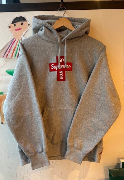 Supreme Cross Box Logo Hooded Sweatshirt "Grey"
