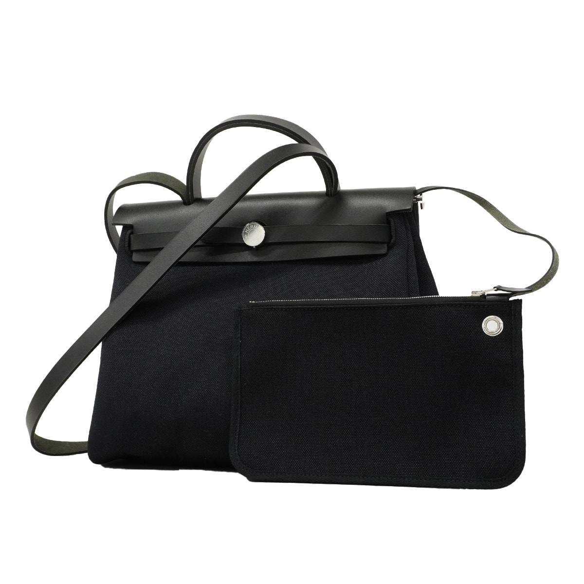 【6fa0334-k】エルメス ハンドバッグ エールバッグジップPM トワルオフィシエ ブラック シルバー金具 W刻印 2wayバッグ【中古】レディース