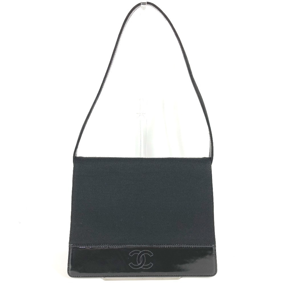 シャネル CHANEL CC ココマーク ロゴ フラップ ヴィンテージ カバン 肩掛け ショルダーバッグ コットン ブラック