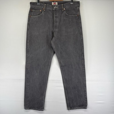 古着 リーバイス Levi's デニム パンツ ストレート 5ポケ ボタンフライ ブラックデニム ジーンズ ジーパン W36 L34 グレー系 メンズ