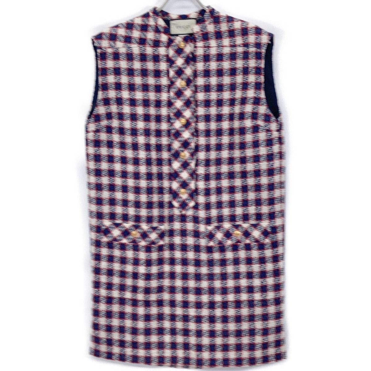 目立った傷や汚れなし】グッチ 584856 19年 ﾚｯﾄﾞ×ﾈｲﾋﾞｰ×ﾎﾜｲﾄ 金ﾎﾞﾀﾝ  