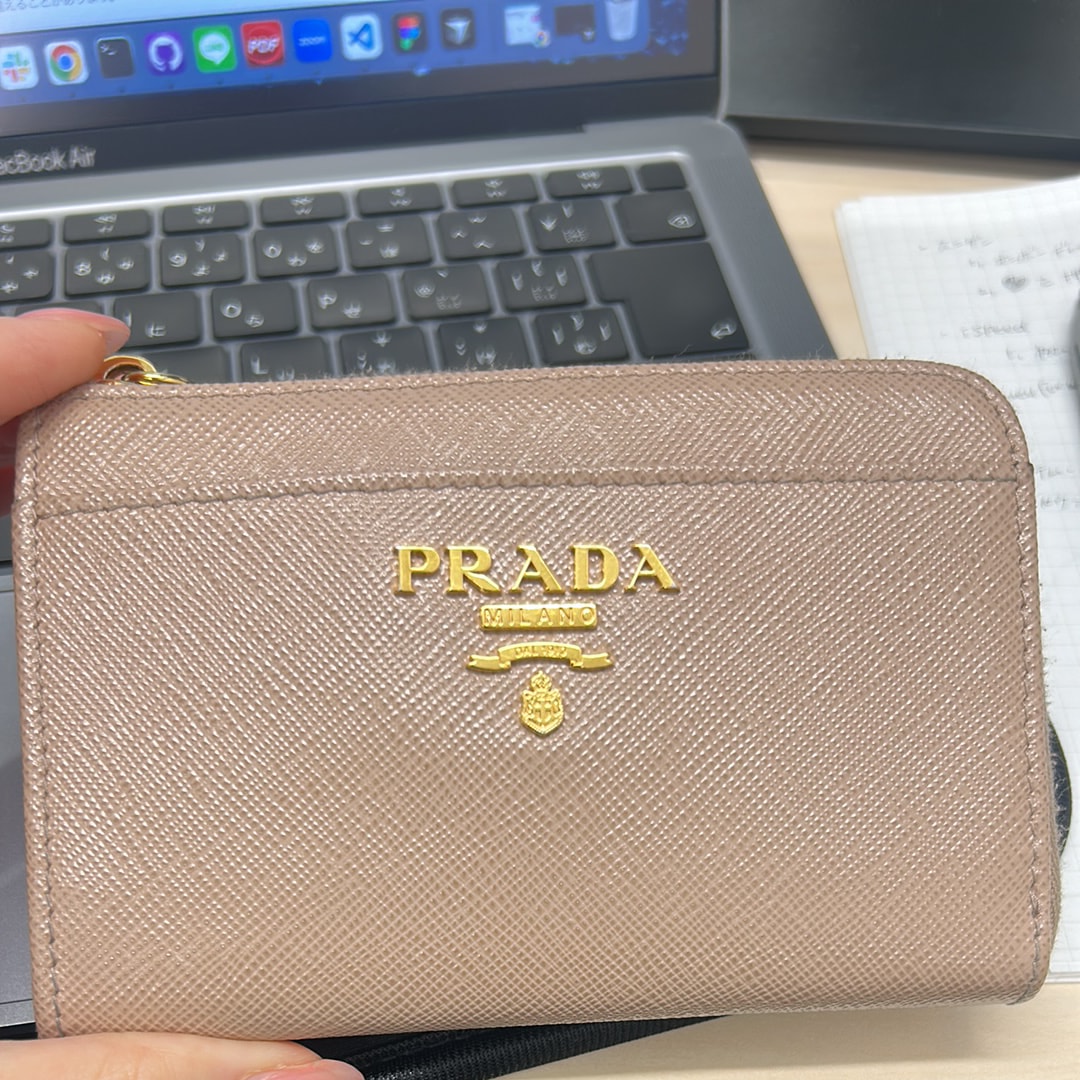PRADA Saffiano Leather Key Case "Pink beige"