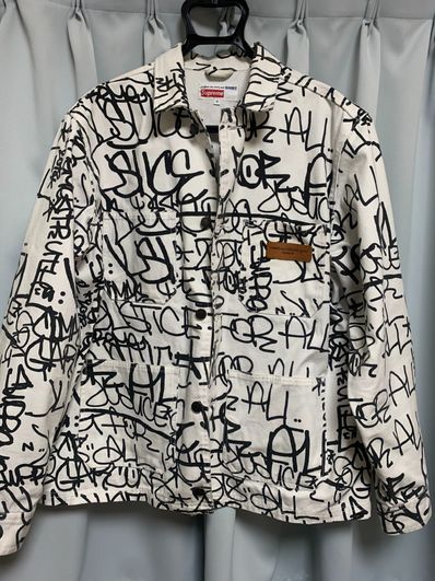 Supreme / Comme des Garçons SHIRT® Painted Canvas Chore Coat "White"