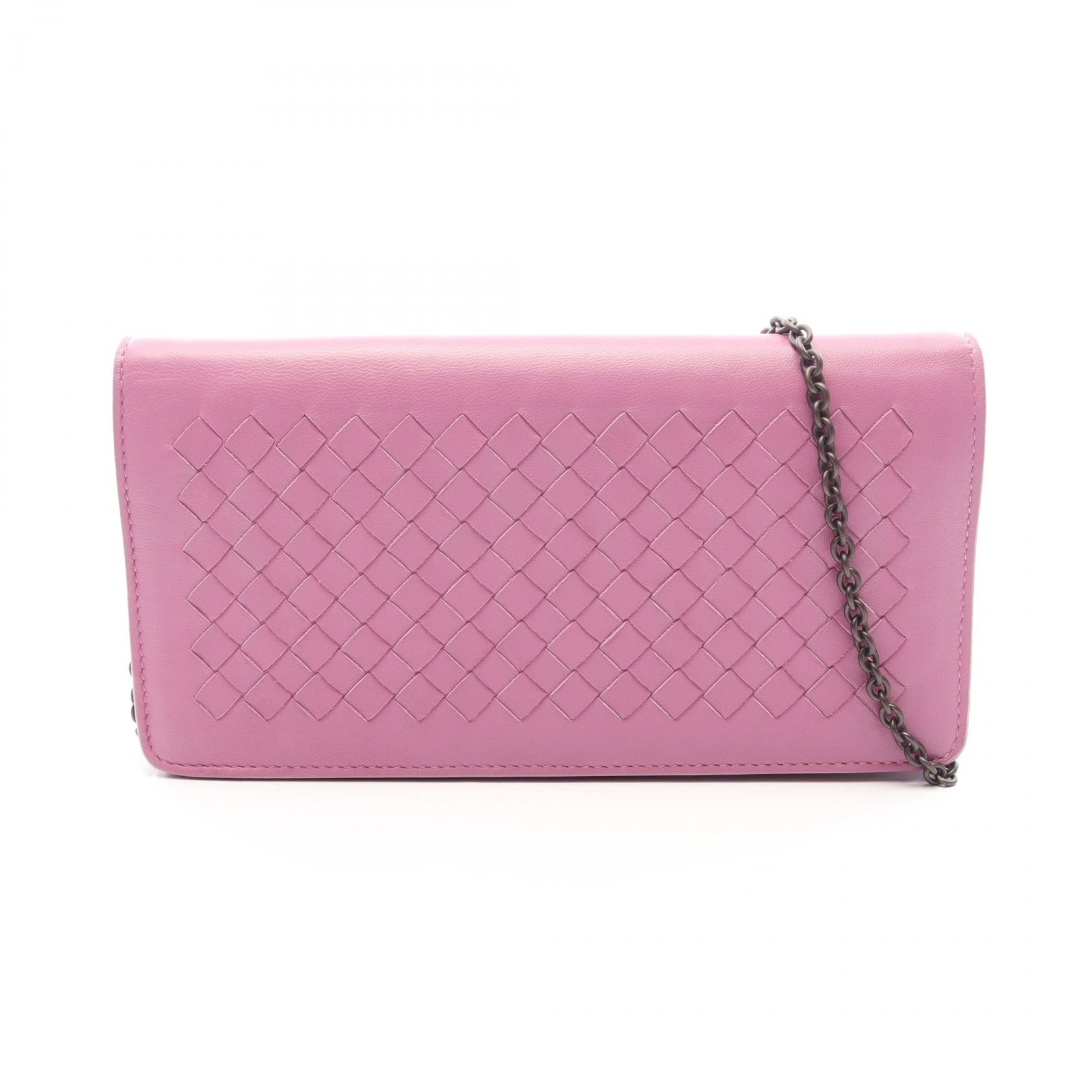 ボッテガヴェネタ BOTTEGA VENETA イントレチャート ショルダーバッグ バッグ レザー レディース パープル系 【中古】