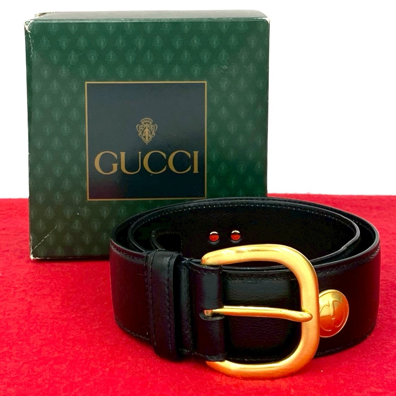 GUCCI グッチ GG ロゴ 金具 レザー ベルト ブラック
 30095