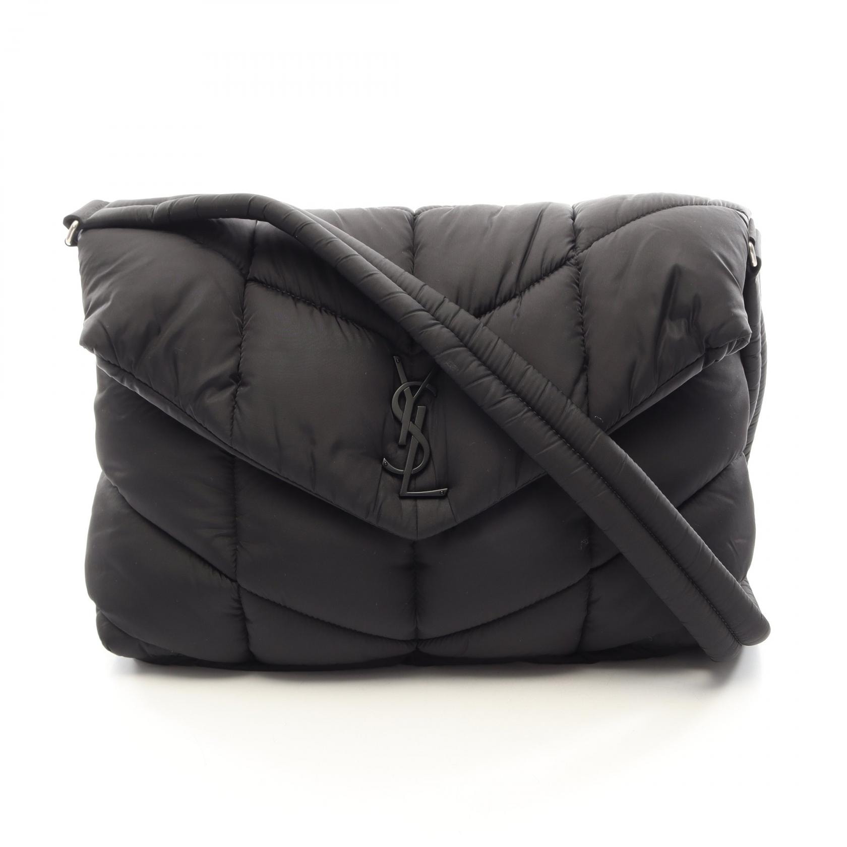 サンローランパリ SAINT LAURENT PARIS パファ キルティング ショルダーバッグ バッグ ナイロン レディース ブラック系 733630 【中古】
