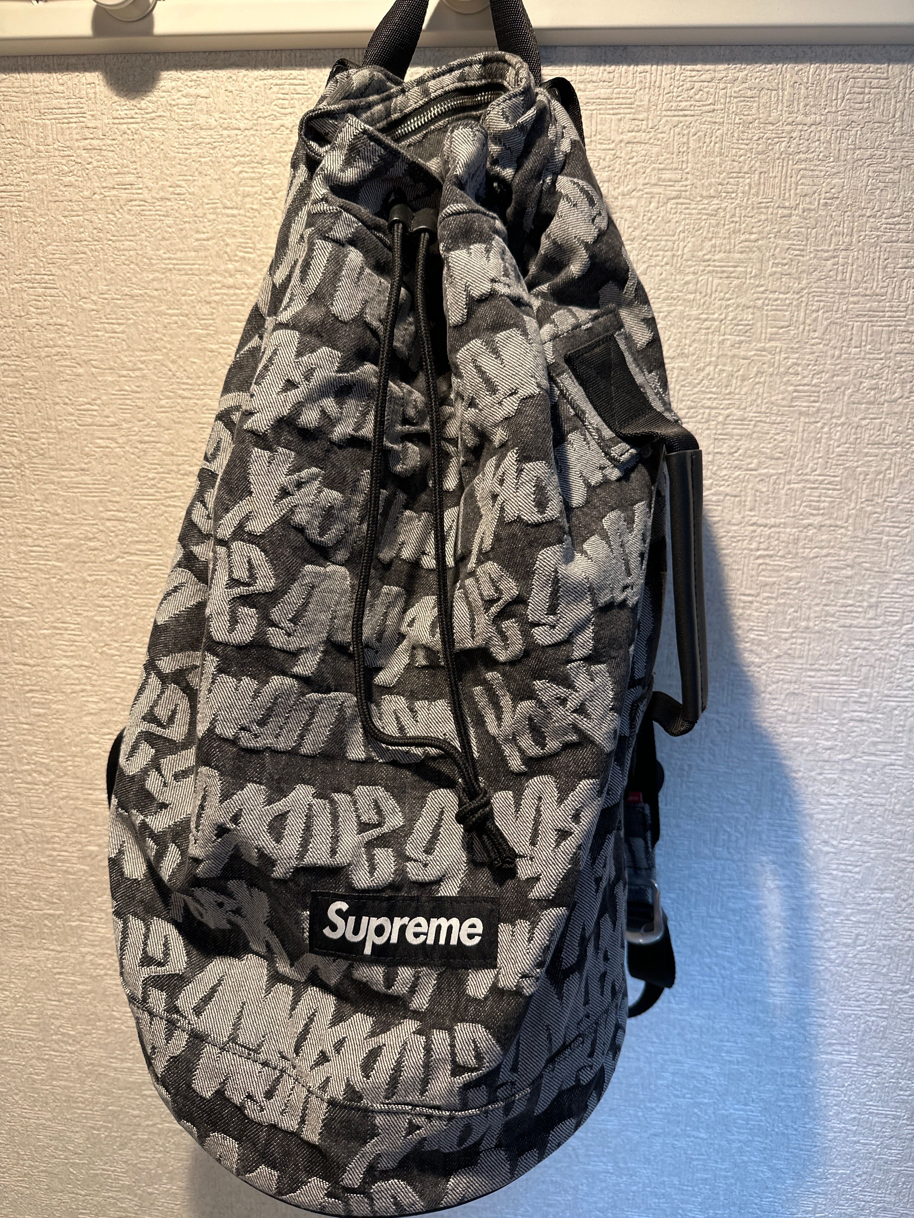 Supreme Fat Tip Jacquard Denim Backpack "Black"