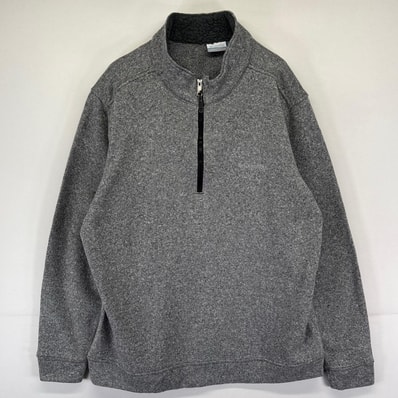 古着 コロンビア Columbia フリース ニット ハーフジップ プルオーバー 大きいサイズ ワンポイントロゴ XL グレー系 メンズ