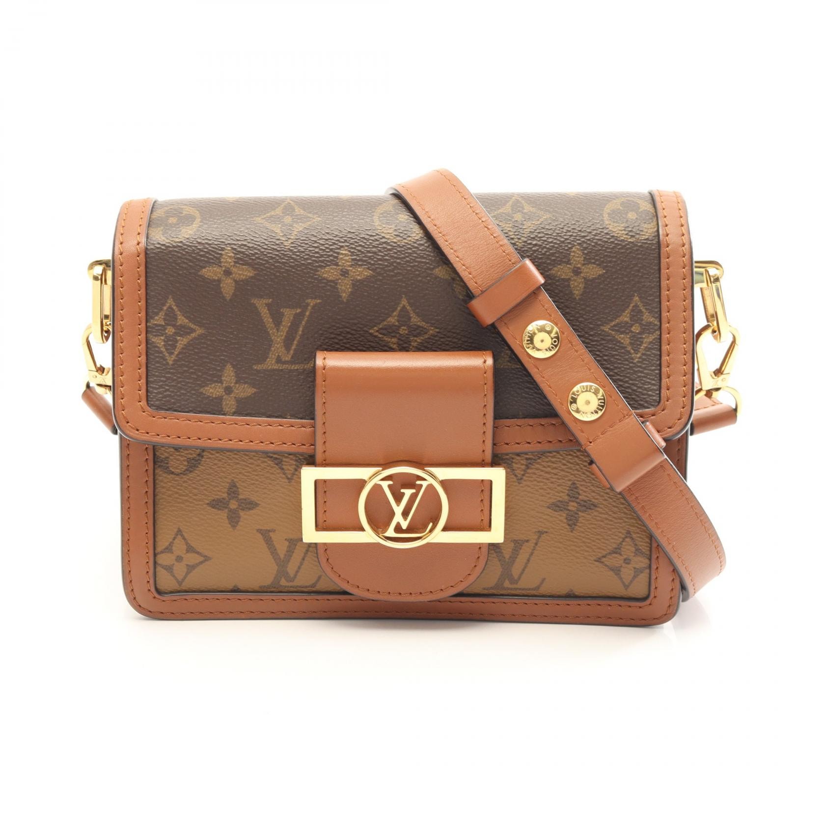 ルイ・ヴィトン LOUIS VUITTON ドーフィーヌ MINI ショルダーバッグ バッグ PVCコーティングキャンバス レザー モノグラム・リバース ベージュ レディース ブラウン系 / ベージュ系 M44580 【中古】