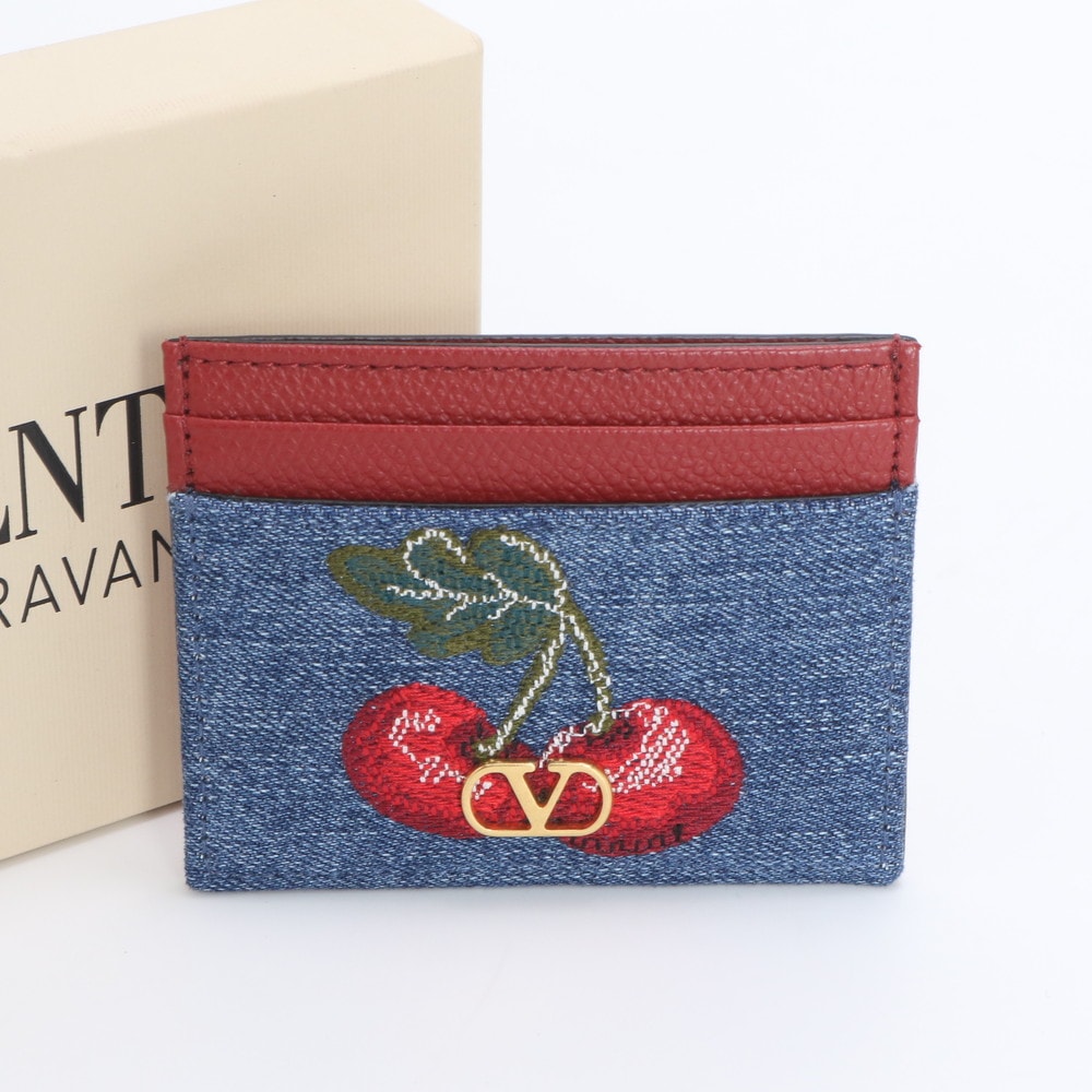 ■未使用 ヴァレンティノ ガラヴァーニ チェリー デニムカードケース