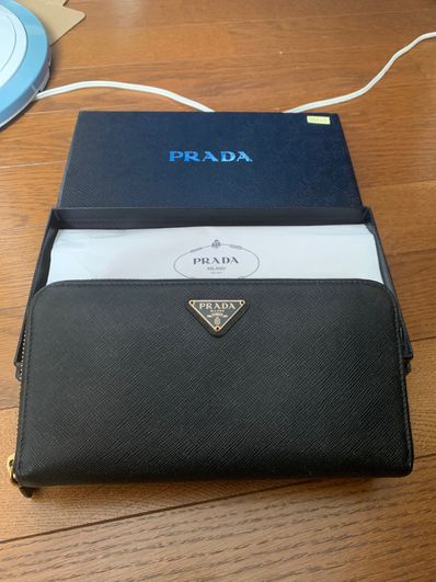 PRADA Large Saffiano Leather Wallet "Black"