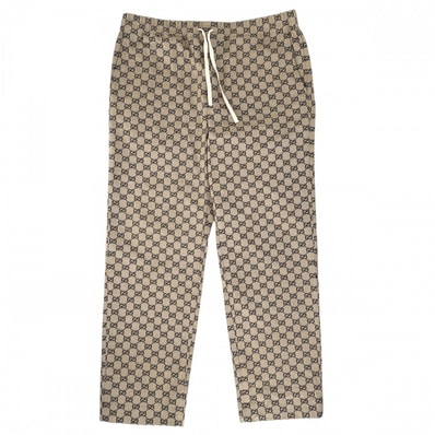 GUCCI グッチ パンツ インターロッキングG GG ボトムス 52 658090 ブラウン 茶 ネイビー 紺 コットン ポリエステル メンズ【中古品】