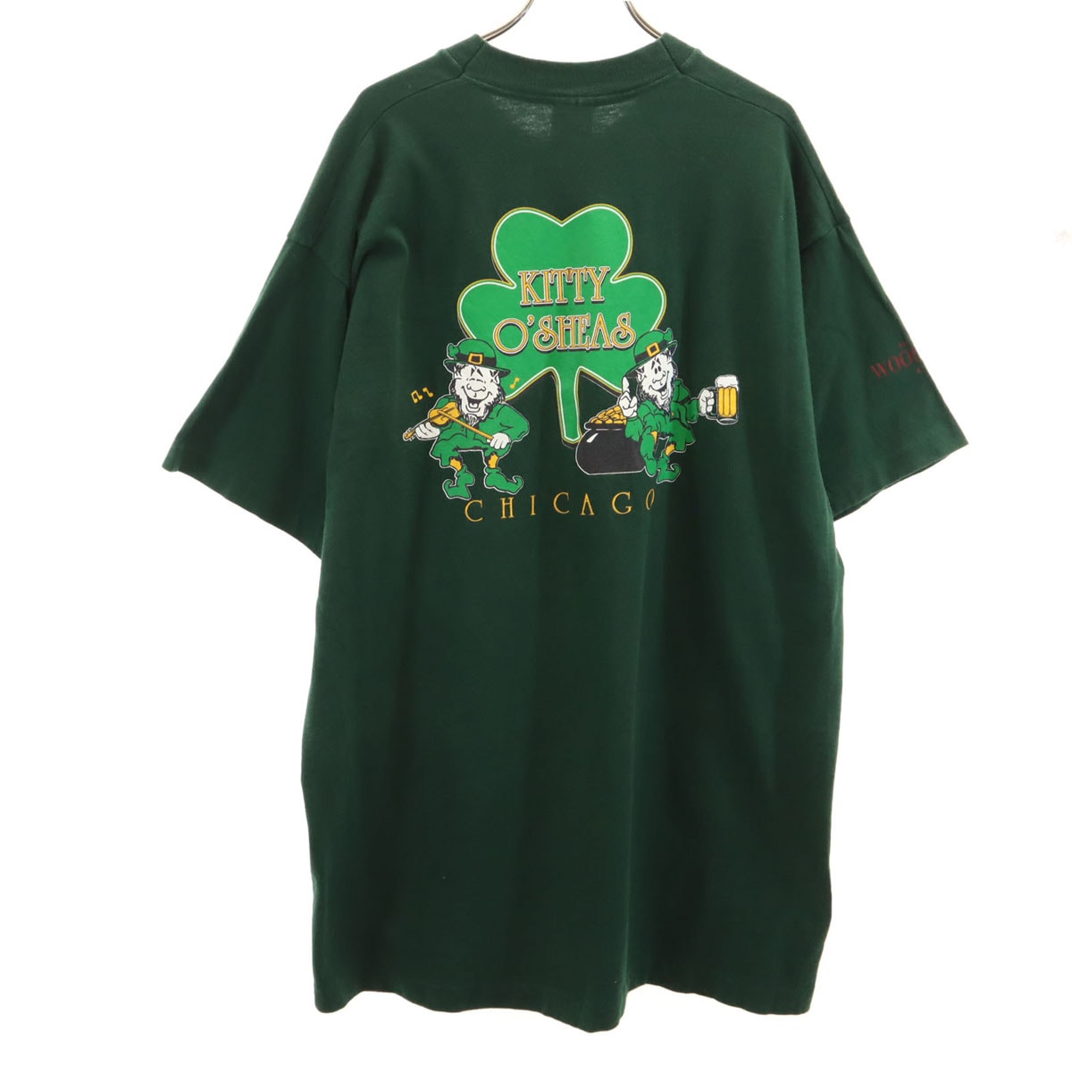 FRUIT OF THE LOOM フルーツオブザルーム オールド バックプリント KITTY O'SHEAS 半袖 Tシャツ XL 深緑 シングルステッチ