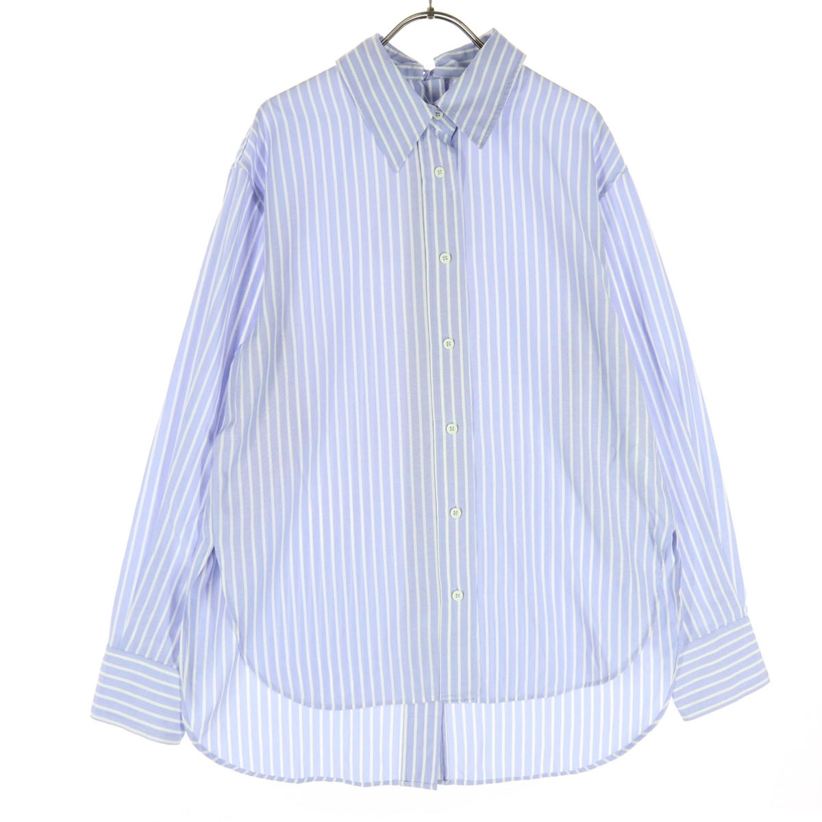 ZARA ザラ ストライプ柄 長袖 シャツ S ブルー系 両面 ボタン