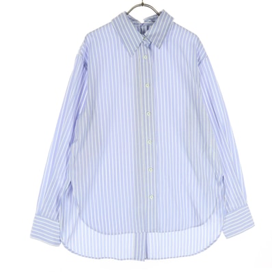 ZARA ザラ ストライプ柄 長袖 シャツ S ブルー系 両面 ボタン