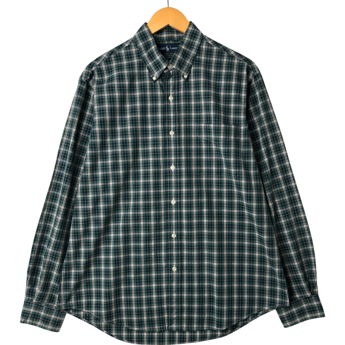 古着 ラルフローレン Ralph Lauren CUSTOM FIT 長袖 ボタンダウンチェックシャツ メンズL相当/eaa563742
