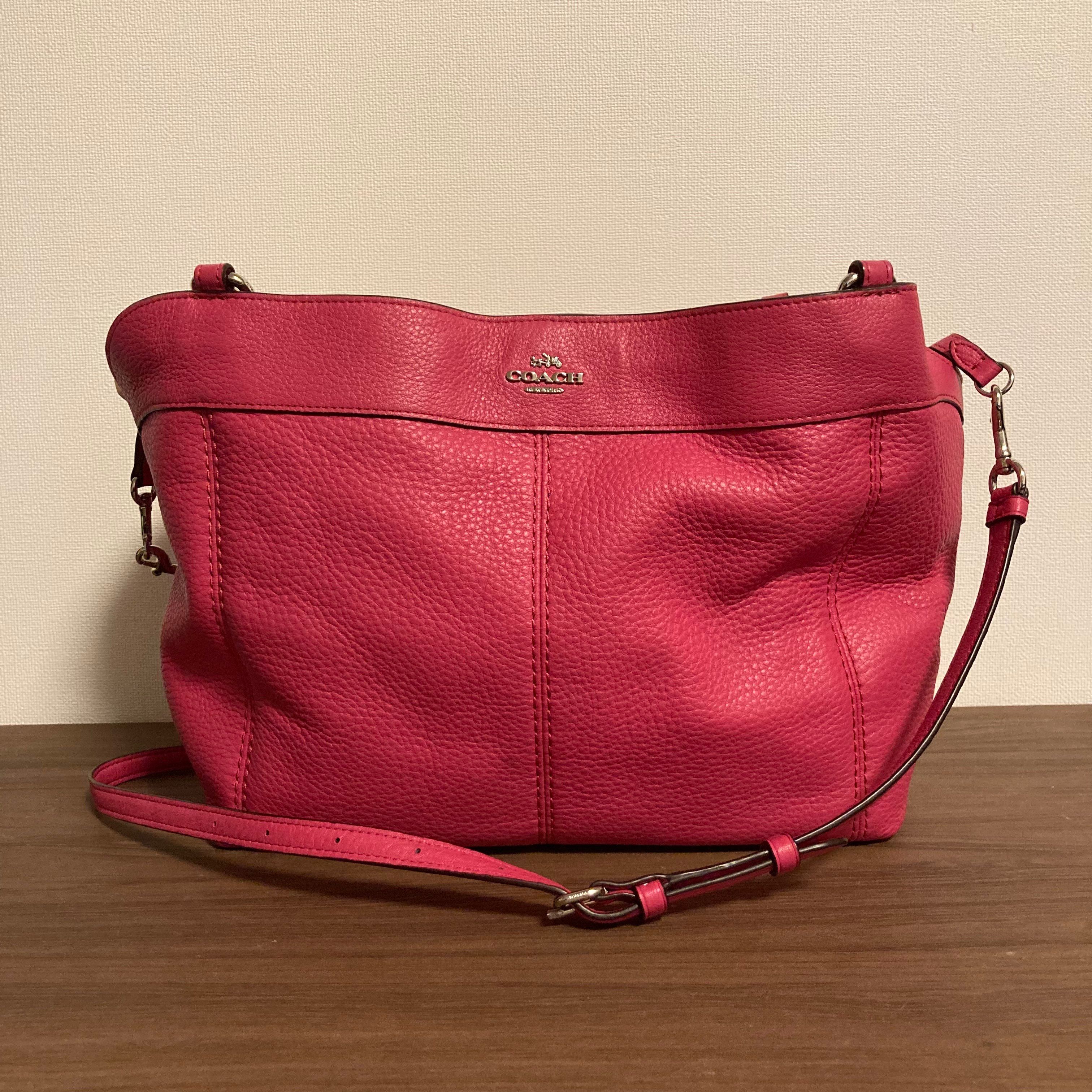中古 COACH ピンク レザー バッグ