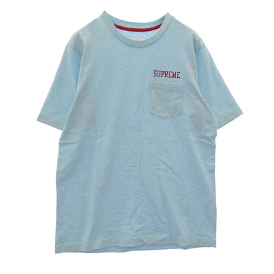 Supreme シュプリーム Tシャツ 14AW Pocket Tee ポケット ロゴ プリント 半袖カットソー Tシャツ ライトブルー系 M【中古】