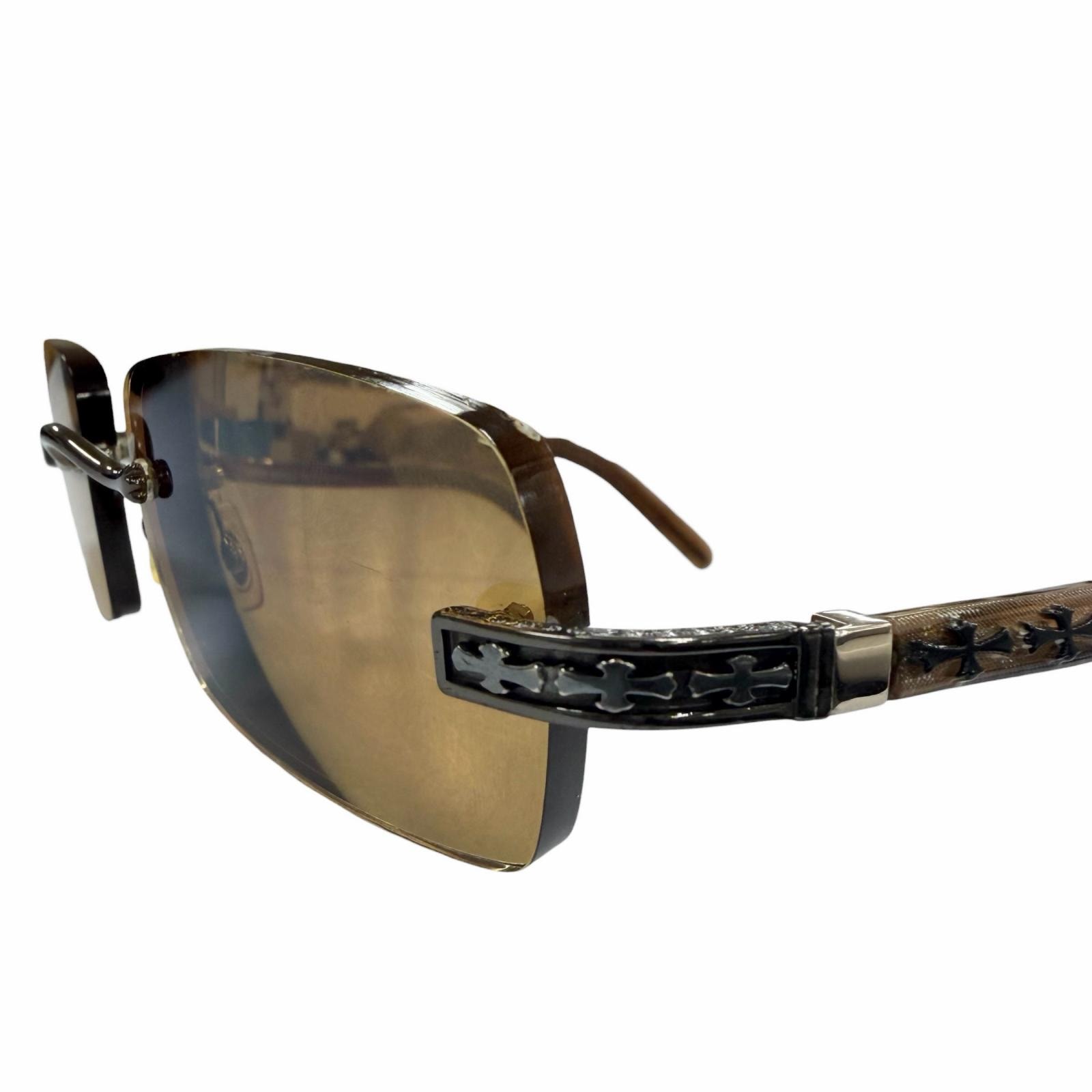 Chrome Hearts THREE BOB Rimless Sunglasses "Brown"