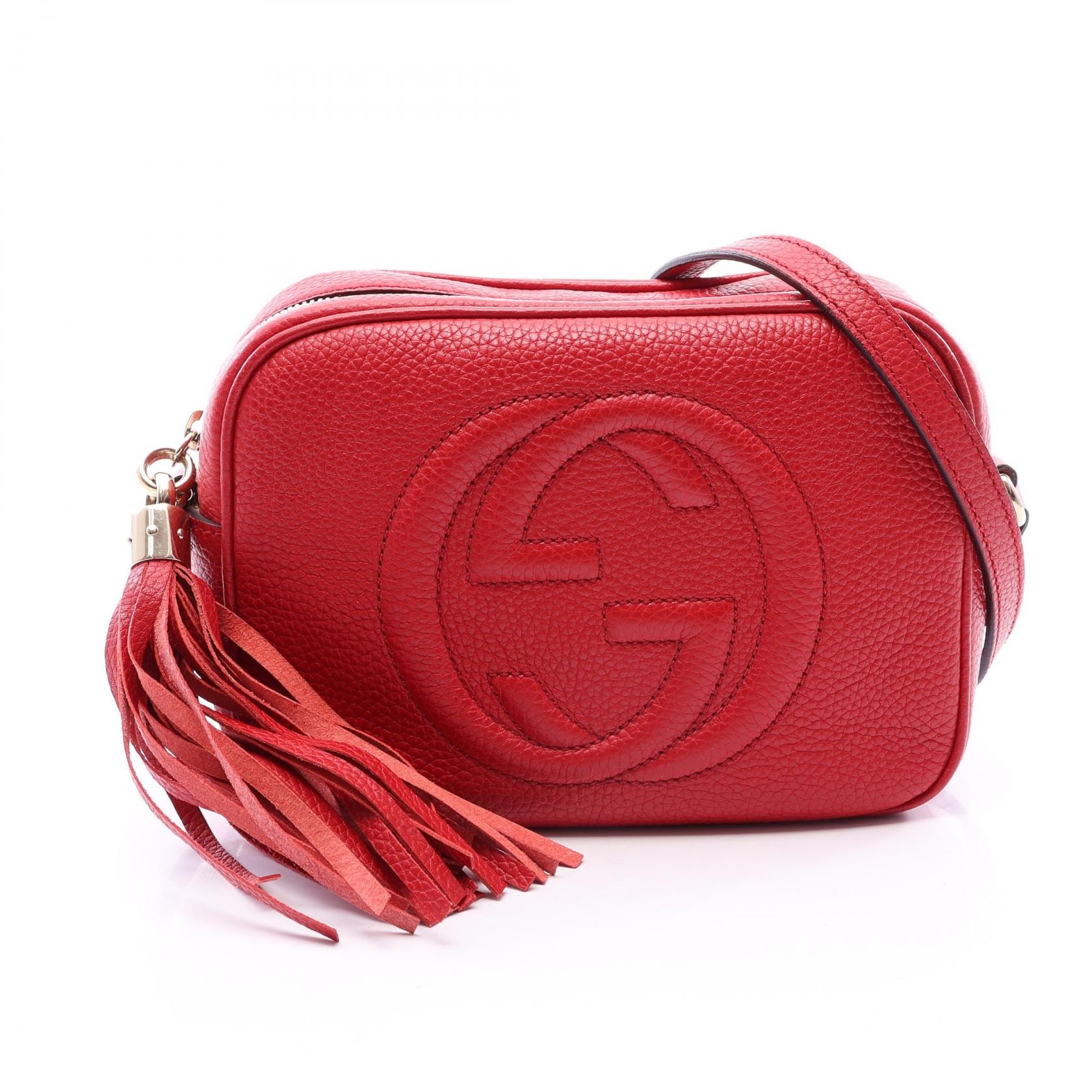 グッチ GUCCI ソーホー ディスコバッグ インターロッキングG 2WAY ショルダーバッグ バッグ レザー レディース レッド系 308364 【中古】