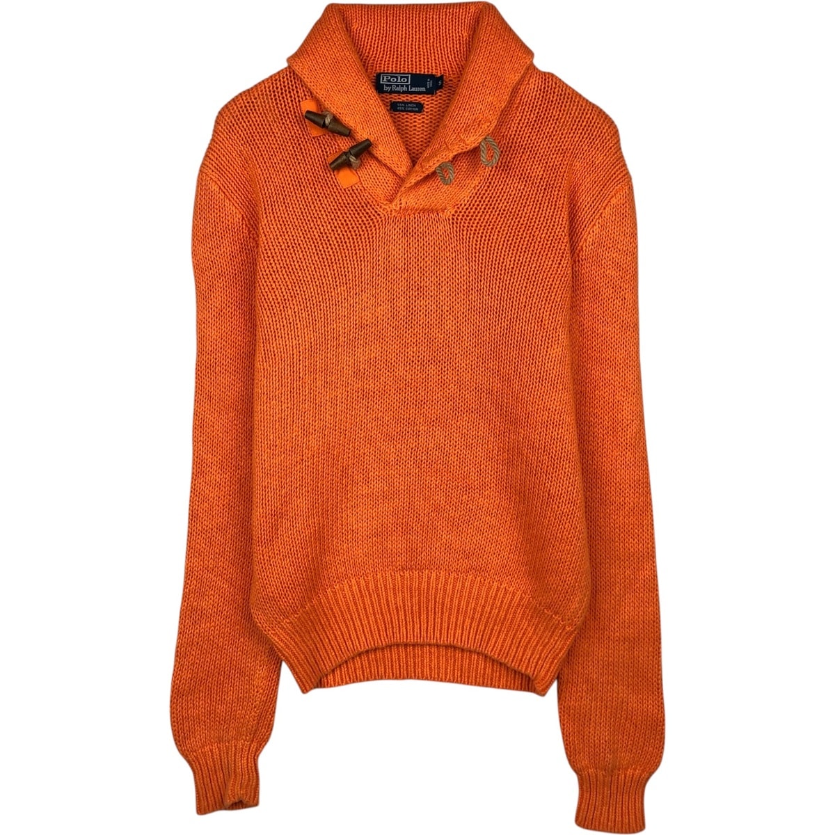 古着 ラルフローレン Ralph Lauren POLO by Ralph Lauren ショールカラー リネン×コットンニットハーフボタンセーター メンズS相当/eaa621745