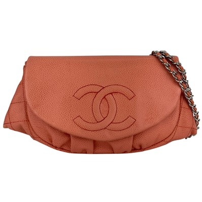 CHANEL シャネル ハーフムーン チェーンショルダーバッグ チェーンウォレット ショルダーバッグ A40033 キャビアスキン オレンジ シルバー金具 レディース【中古】