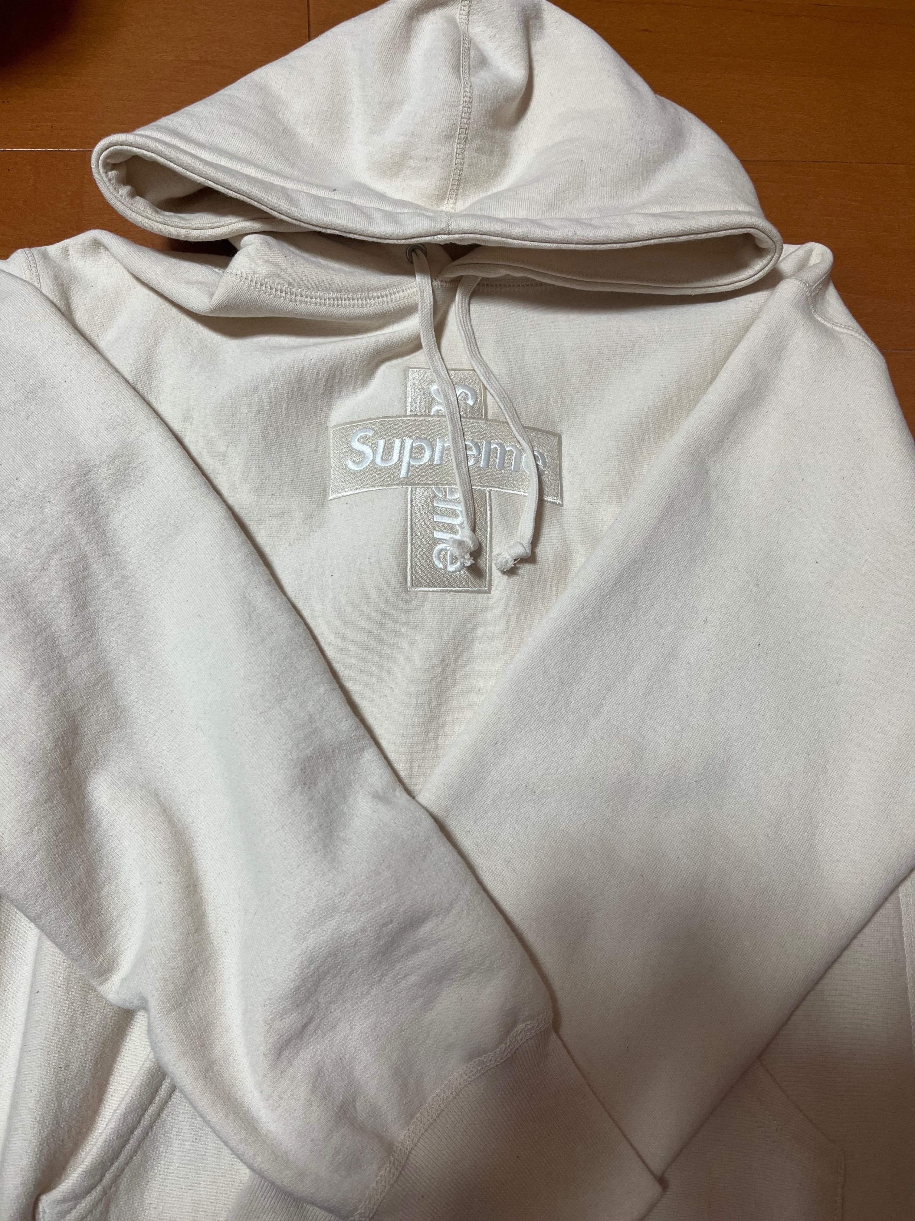 Supreme Cross Box Logo Hooded Sweatshirt "Natural"