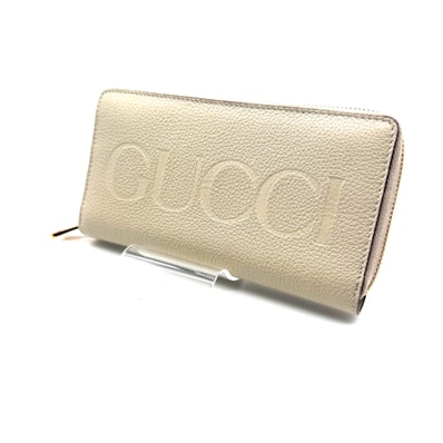 GUCCI Zip Around Wallet With Gucci Logo Japan Exclusive "Cream"