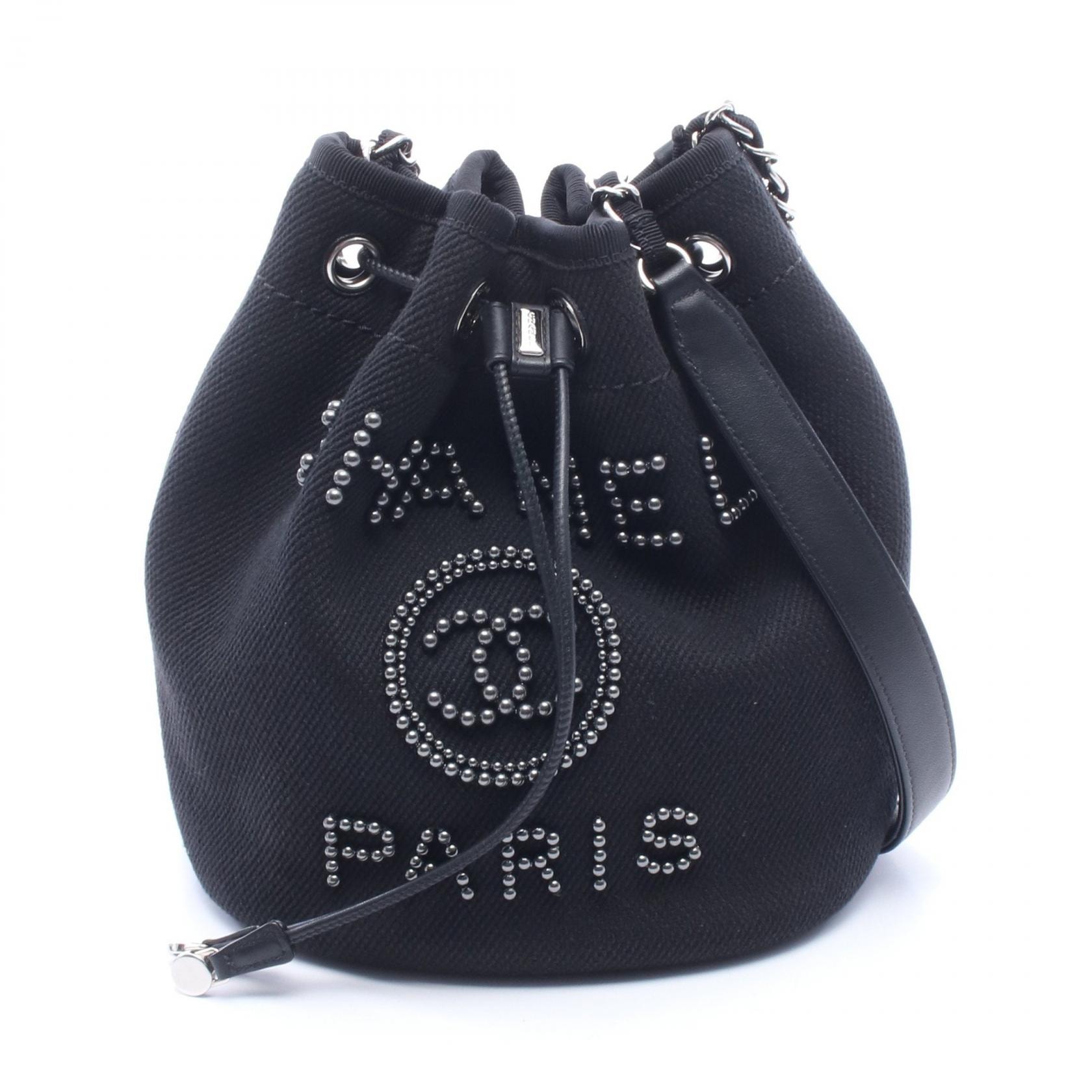 シャネル CHANEL ドーヴィル ショルダーバッグ バッグ キャンバス レザー レディース ブラック系 AS1045 【中古】