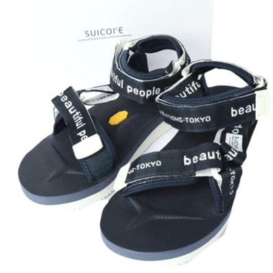新品 beautiful people x SUICOKE ビューティフルピープル スイコック 別注 logo belt sandals ロゴベルトサンダル 1115711980 US6(24cm) NAVY スポーツ アウトドア シューズ g27176