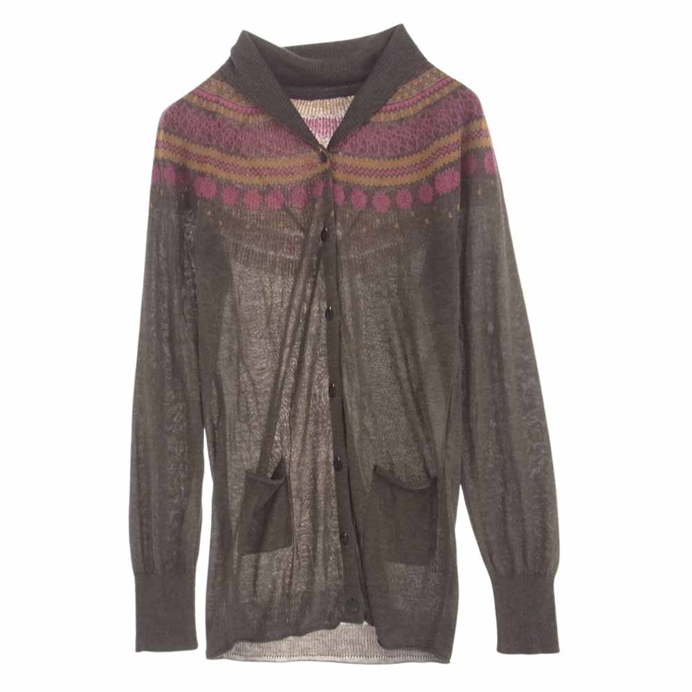 ISSEY MIYAKE イッセイミヤケ カーディガン HA03KJ311 HaaT ハート ジャカード ウール コットン ロング ショール カーディガン ブラウン系 2【中古】