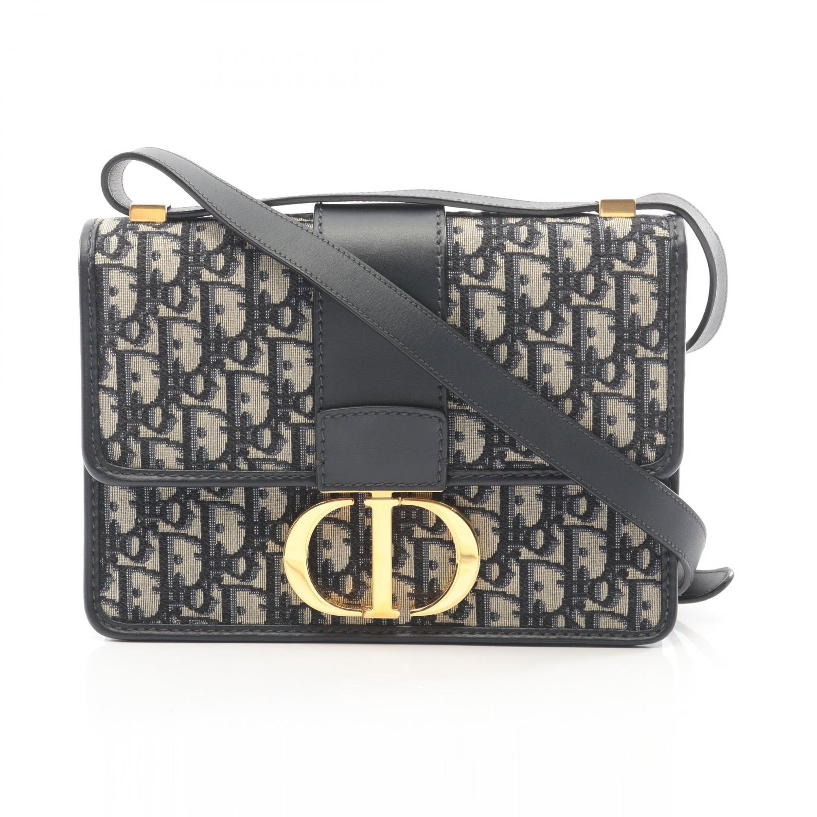 ディオール Dior 30 MONTAIGNE オブリーク ジャカード ショルダーバッグ バッグ キャンバス レザー レディース ネイビー系 / ベージュ系 / ブラック系 M9203UTZQ 【中古】