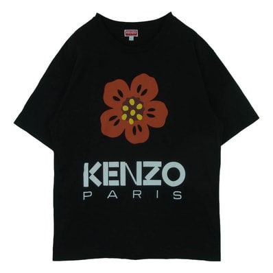 KENZO ケンゾー BOKE FLOWER フラワー プリント 半袖 Tシャツ コットン ポルトガル製 ブラック系 L【中古】