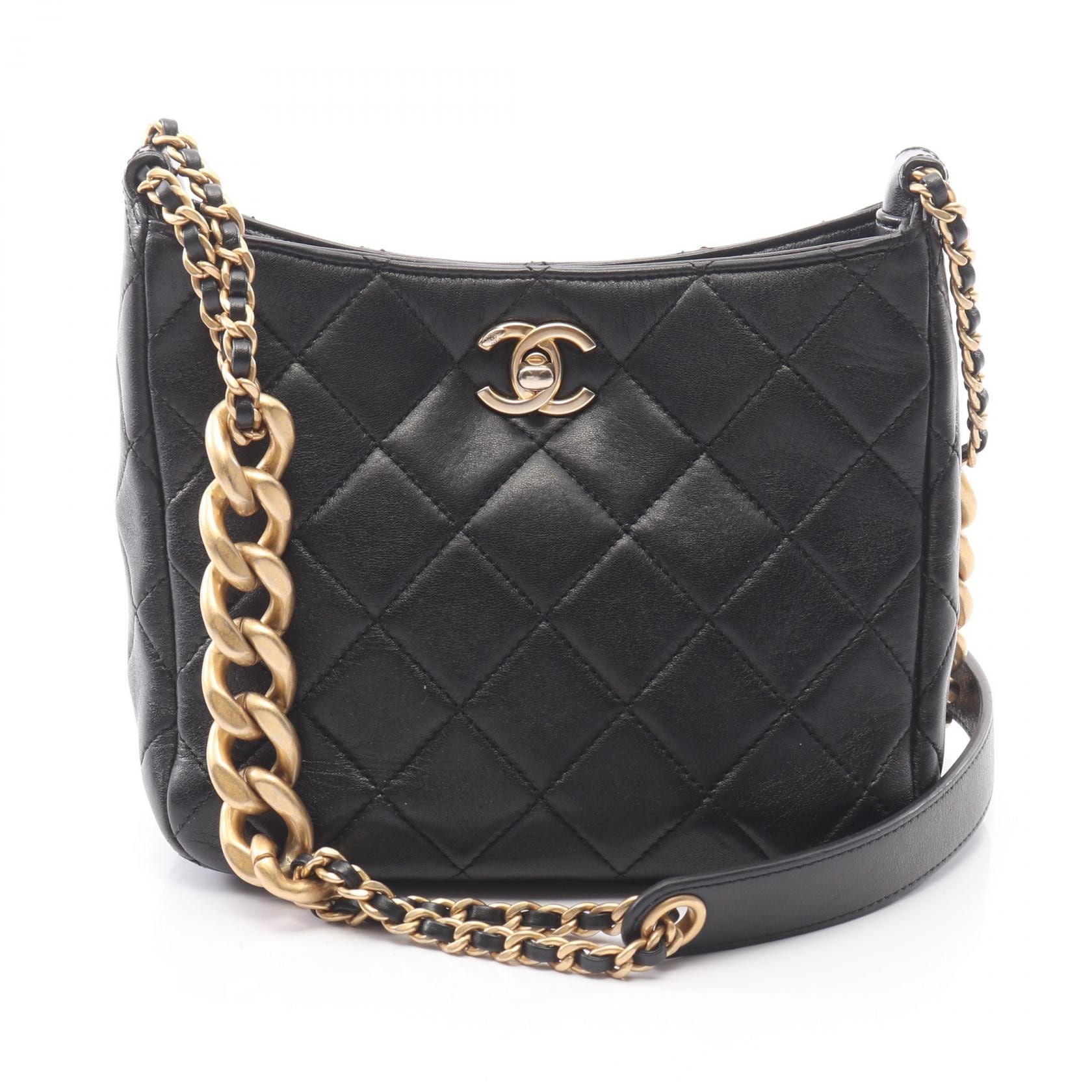 シャネル CHANEL マトラッセ スモール ホーボーバッグ ショルダーバッグ バッグ ラムスキン(羊革) レディース ブラック系 【中古】