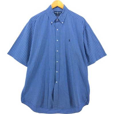古着 ラルフローレン Ralph Lauren BLAKE 半袖 ボタンダウン チェックシャツ メンズL相当/eaa551099