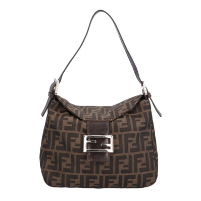 フェンディ ズッカ ハンドバッグ ナイロンジャガード 26426 ブラウン レディース FENDI 中古