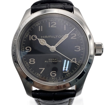 HAMILTON ハミルトン カーキ フィールド マーフ 腕時計 H704050 ステンレススチール レザー シルバー ブラック メンズ【中古】