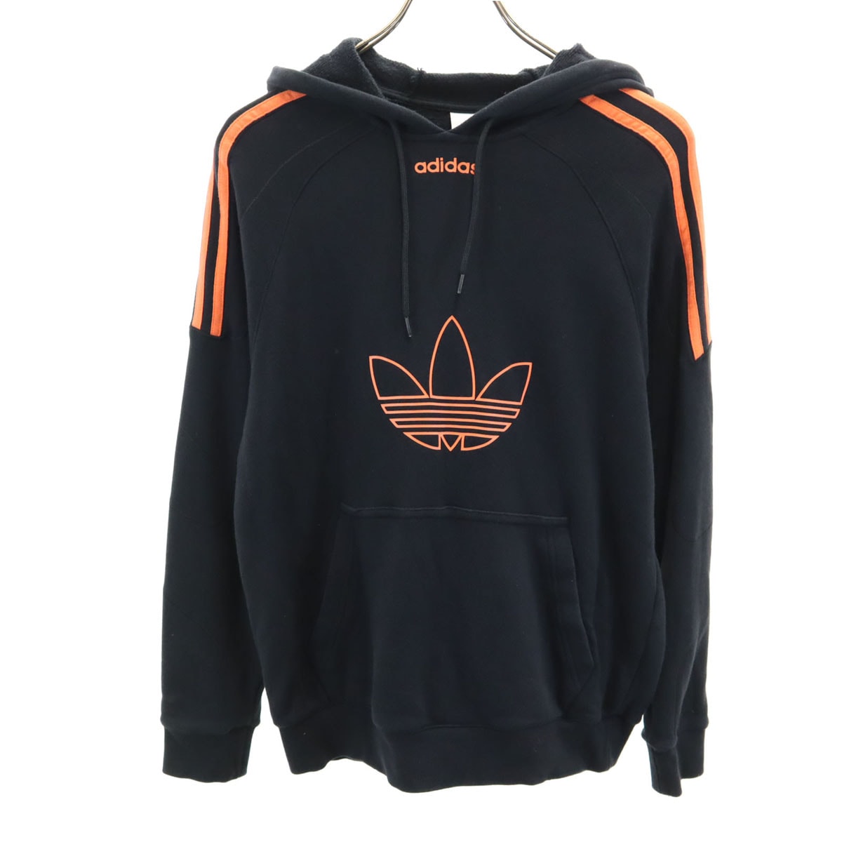 adidas Originals アディダスオリジナルス トレフォイルロゴ 長袖 スウェットパーカー S ブラック