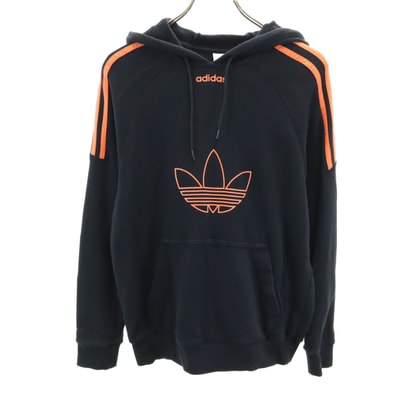 adidas Originals アディダスオリジナルス トレフォイルロゴ 長袖 スウェットパーカー S ブラック