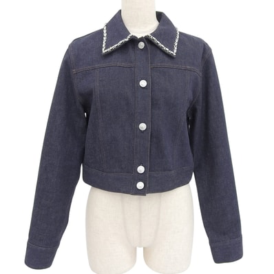 極美品 フォクシー ジャケット Winston Jacket インディゴブルー レディース 38 44222