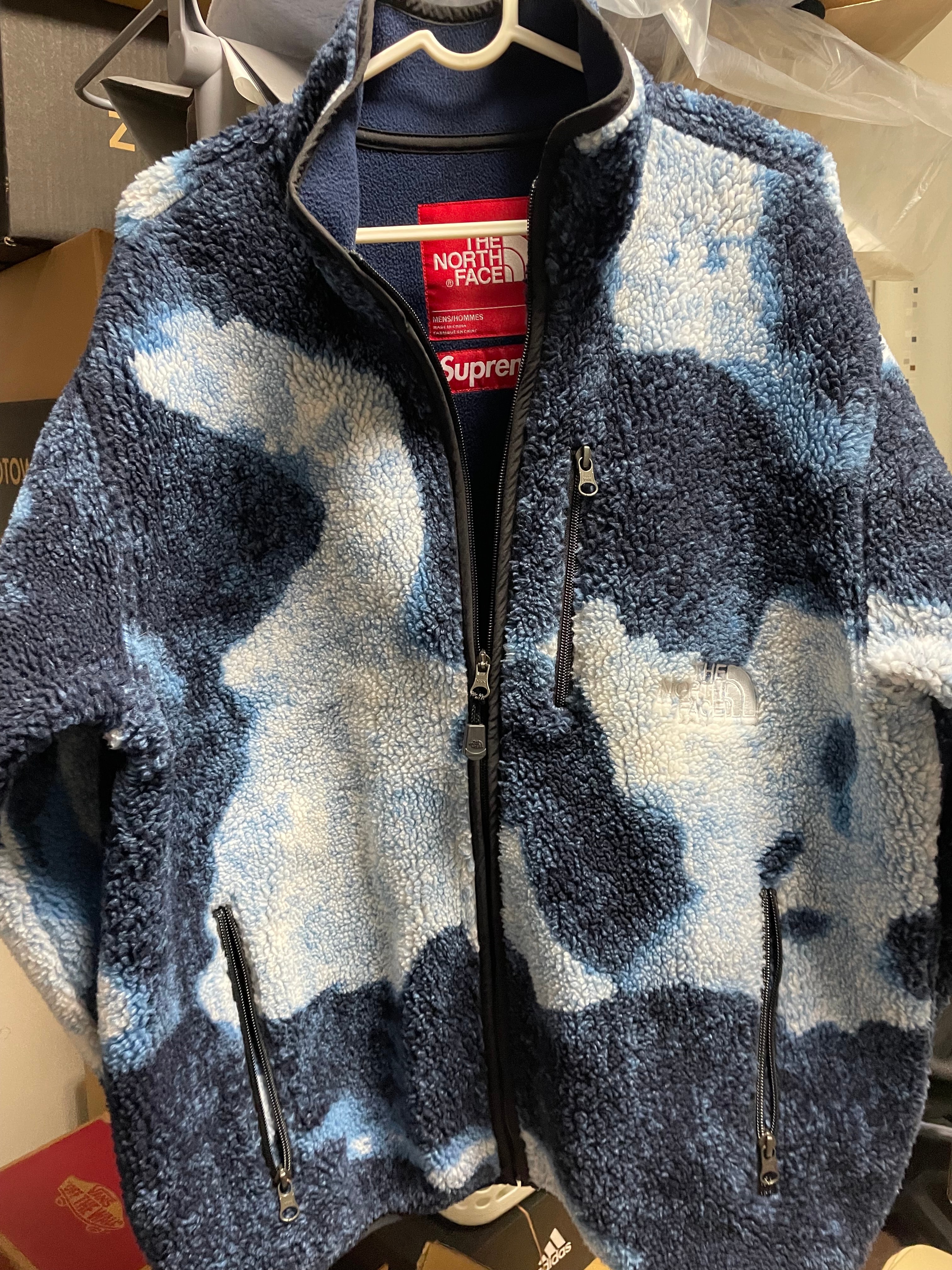Supreme x The North Face Bleached Denim Print Fleece Jacket "Indigo"