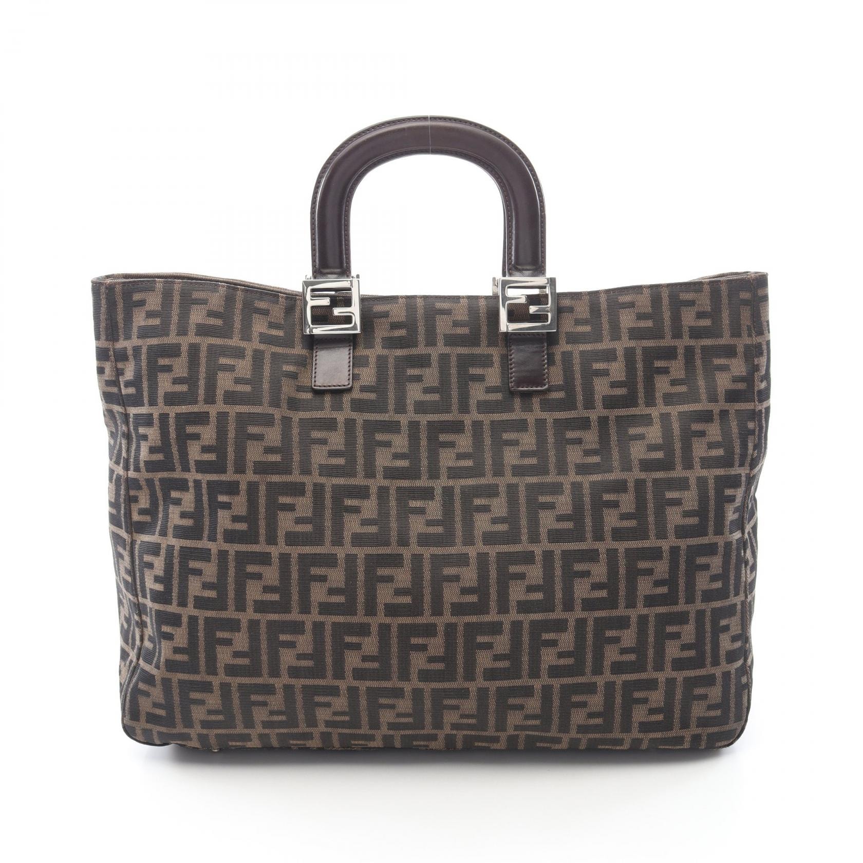 フェンディ FENDI ズッカ トートバッグ バッグ キャンバス レザー レディース ブラウン系 26329 【中古】