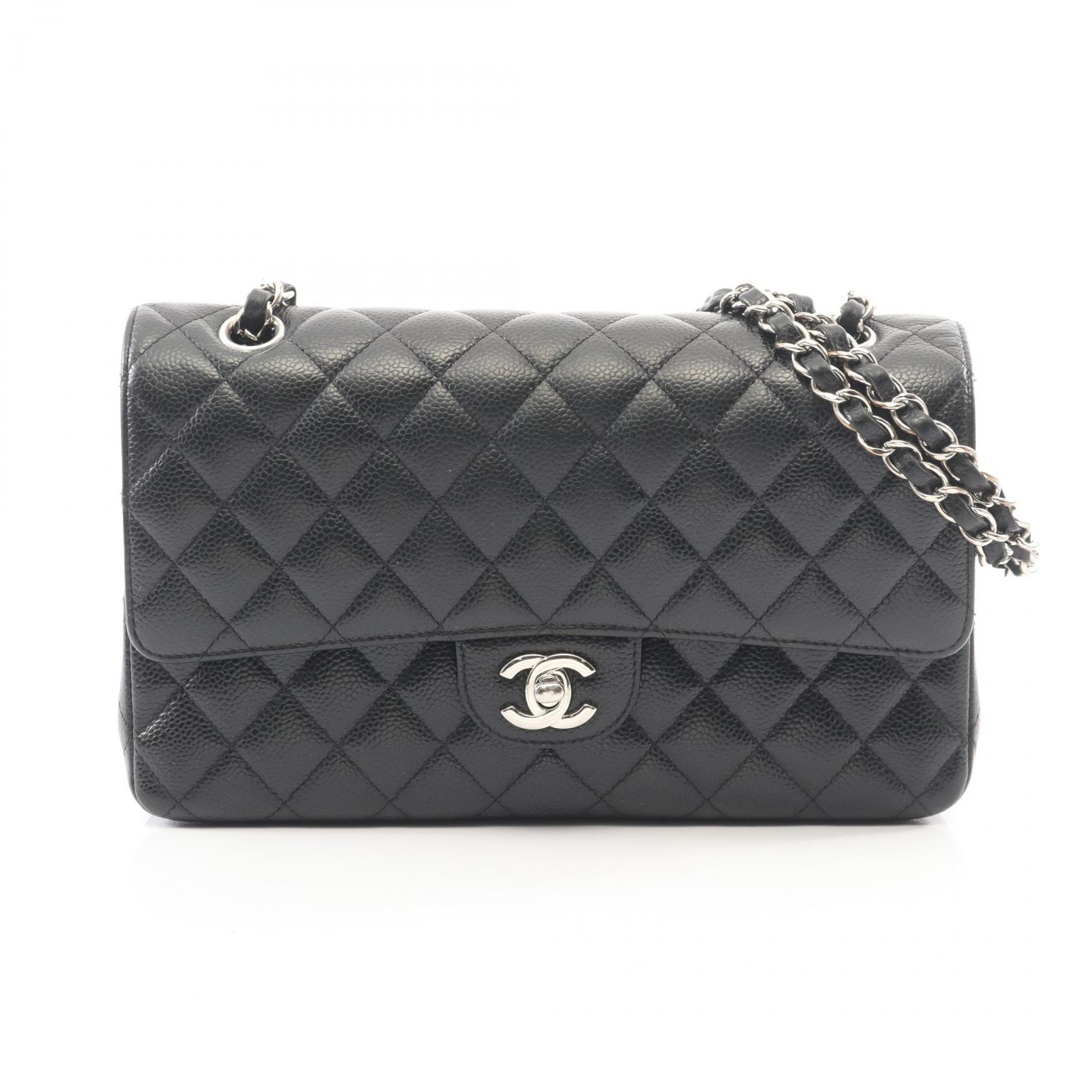 シャネル CHANEL マトラッセ Wフラップ ショルダーバッグ バッグ キャビアスキン(グレインドカーフ) レディース ブラック系 【中古】
