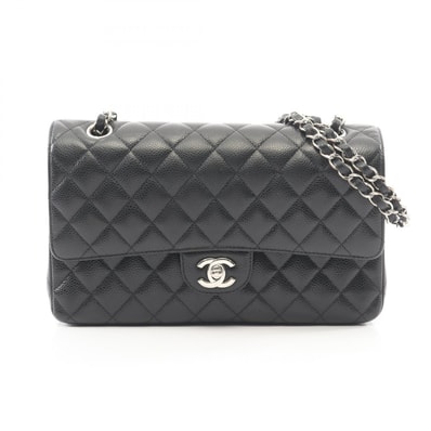 シャネル CHANEL マトラッセ Wフラップ ショルダーバッグ バッグ キャビアスキン(グレインドカーフ) レディース ブラック系 【中古】