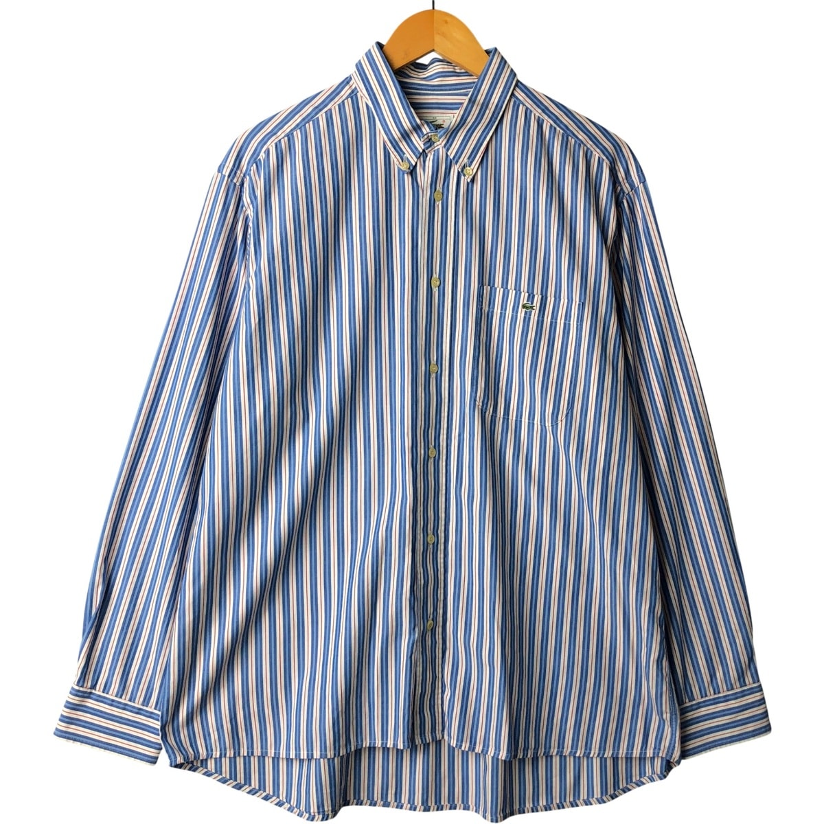 古着 ラコステ LACOSTE 長袖 ボタンダウンストライプシャツ 43 メンズL相当/eaa592541