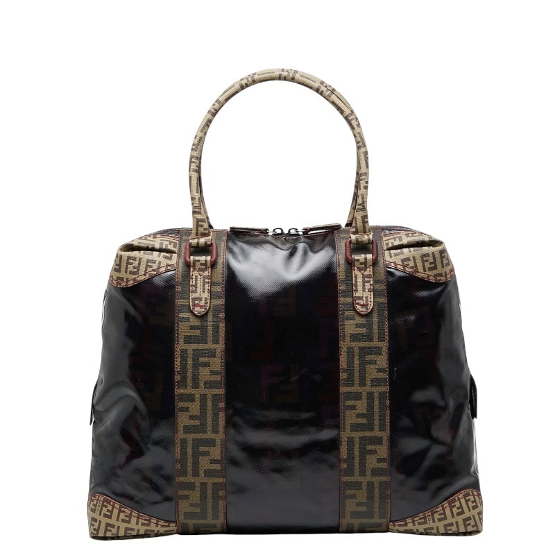 フェンディ ズッカ トートバッグ ハンドバッグ 8BL096 ブラウン エナメル PVC レディース FENDI 【中古】