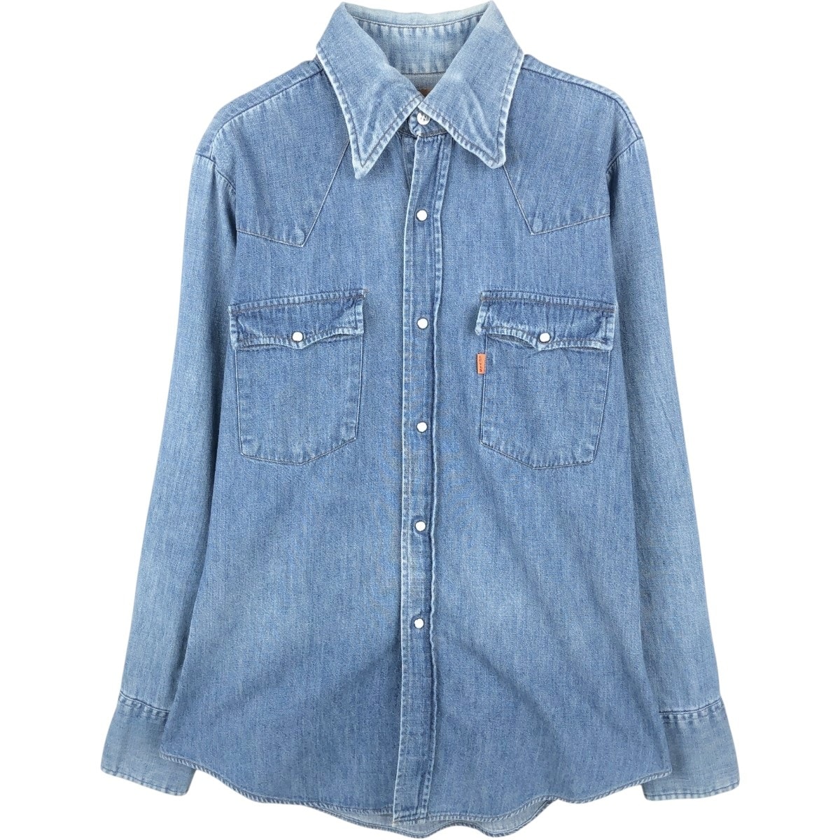 古着 70~80年代 リーバイス Levi's 60649-1117 オレンジタブ 長袖 デニムウエスタンシャツ USA製 メンズM相当 ヴィンテージ/eaa662791