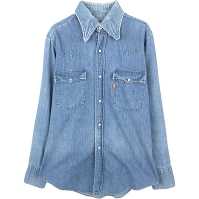 古着 70~80年代 リーバイス Levi's 60649-1117 オレンジタブ 長袖 デニムウエスタンシャツ USA製 メンズM相当 ヴィンテージ/eaa662791