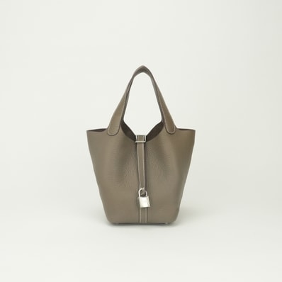 エルメス HERMES ピコタンロックPM 18 バッグ トートバッグ トリヨンクレマンス エトゥープ Etoupe グレー Gray シルバー金具 ハンドバッグ
